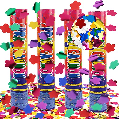 Konfettikanone, Hillylolly 4 X Party Popper Konfetti, Konfettikanone Geburtstag 28 CM, Party Popper Bunt, Konfetti Kanone Glitzer, Konfettibombe für Hochzeit, Geburtstag, Party, Silvester (A) von Hillylolly