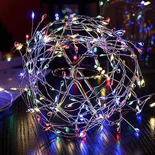 Hillylolly Led Lichterkette Innen, Led Lichterkette Klein 3m 100 Lichter, Led Lichterkette Batteriebetrieben, Led Drahtlichterkette Batterie mit Fernbedienung, 8 Modi, für Party, Weihnachten Deko von Hillylolly