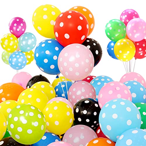 Polka Dot Balloons Hillylolly 100 Stück Gepunktete Luftballons, Polka Dot Latex Ballon, Mehrere Farben Latex Luftballons, Party Luftballons für Geburtstag, Hochzeit, Baby Dusche, Party Dekorationen von Hillylolly