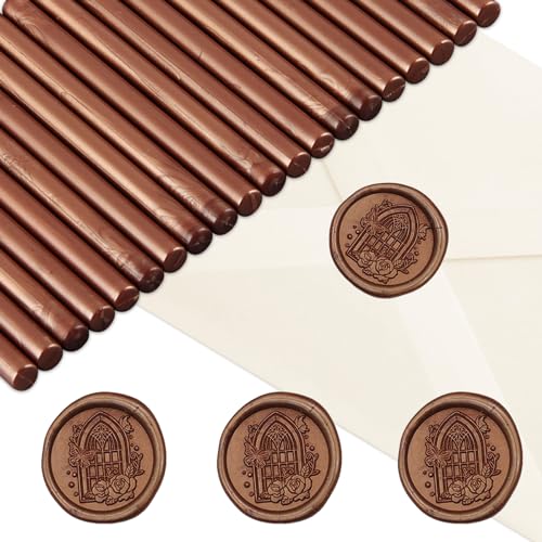 Siegellack Sticks, Hillylolly Siegelwachs Sticks 7mm, 20 stücke Siegelwachs Stangen, Siegelwachs für Heißklebepistole, Wax Seal Sticks für Hochzeit Einladungen, Karten Umschläge (Bronze) von Hillylolly