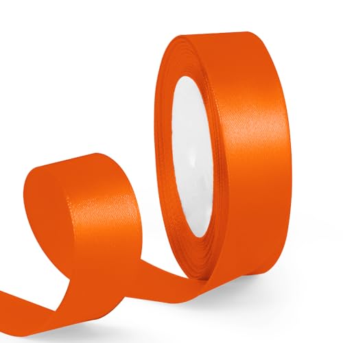 HimBen 2,5 cm orangefarbenes Band, 22,7 m langes orangefarbenes Band für Geschenkverpackungen, Halloween, Weihnachten und Geburtstagsparty, Dekoration, Handwerk, Blumenstrauß, Nähen von HimBen