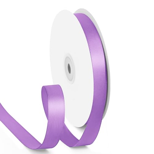HimBen Doppelseitiges hellviolettes Band, 45,7 m, 1,6 cm, hellviolett, gebeiztes Band für Geschenkverpackungen, Blumensträuße, Hochzeiten, Partys, Einladungen, Dekorationen, Bastelarbeiten und mehr von HimBen