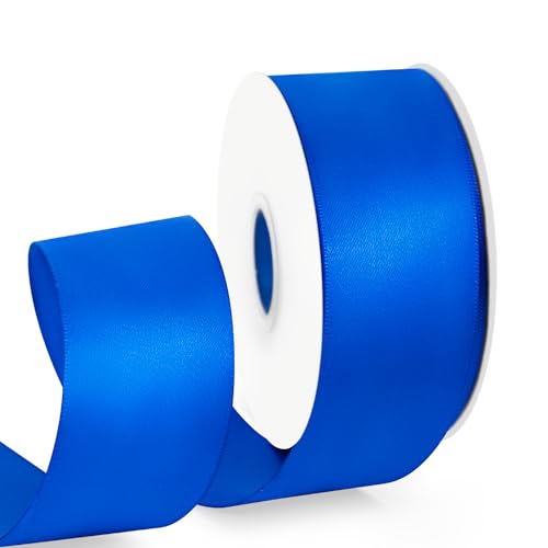 HimBen Doppelseitiges königsblaues Band, 22,7 m, 3,8 cm, Polyester, königsblau, für Geschenkverpackungen, Blumensträuße, Hochzeiten, Partys, Einladungen, Dekorationen, Bastelarbeiten und mehr von HimBen