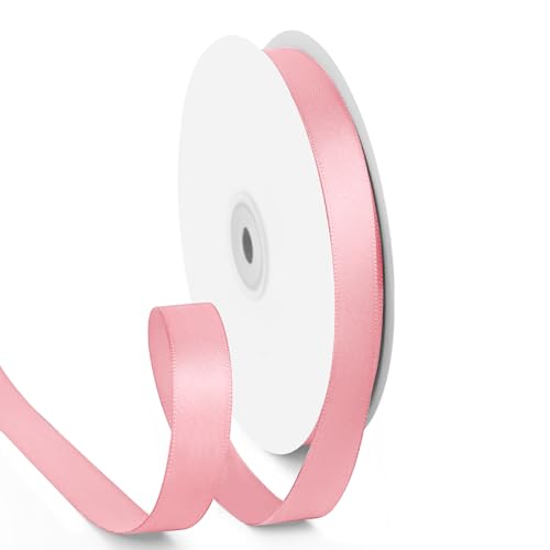 HimBen Doppelseitiges rosa Band, 45,7 m, 1,6 cm, rosa Fleckenband für Geschenkverpackungen, Blumensträuße, Hochzeiten, Partys, Einladungen, Dekorationen, DIY Handwerk und mehr von HimBen