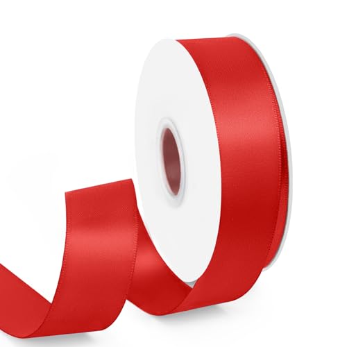 HimBen Doppelseitiges rotes Band, 22,5 m, 2,5 cm, rotes Fleckenband für Geschenkverpackungen, Blumenstrauß, Hochzeiten, Partys, Einladungen, Dekorationen, Bastelarbeiten und mehr von HimBen