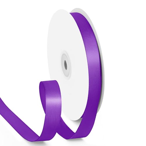 HimBen Doppelseitiges violettes Band, 45,7 m, 1,6 cm, Polyester, violett, für Geschenkverpackungen, Blumensträuße, Hochzeiten, Partys, Einladungen, Dekorationen, Bastelarbeiten und mehr von HimBen