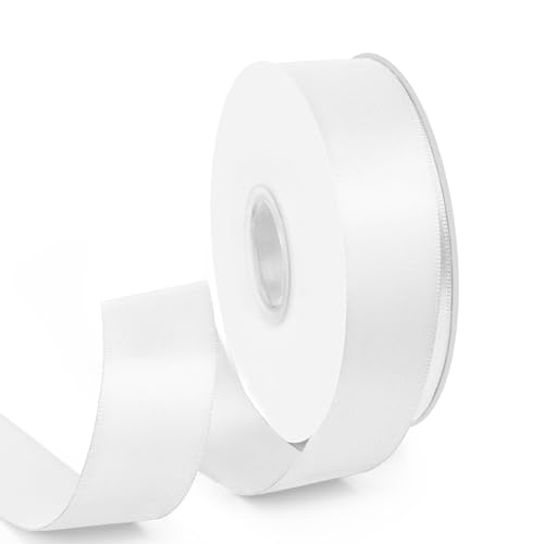 HimBen Doppelseitiges weißes Band, 22,5 m, 2,5 cm, weißes Fleckenband für Geschenkverpackungen, Blumenstrauß, Hochzeiten, Partys, Einladungen, Dekorationen, Bastelarbeiten und mehr von HimBen