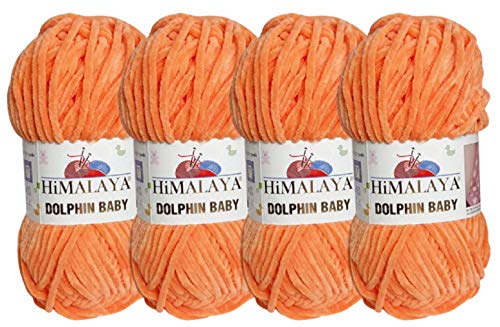 Himalaya Dolphin Baby Chenille-Samt-Decke, Amigurumi-Garn, super sperrig, 4 x 100 g, 4 Stück von Himalaya Dolphin Baby