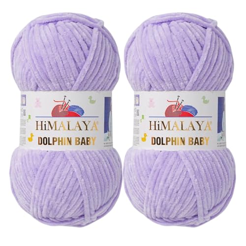Himalaya Dolphin Baby Garn, samtweiches Chenille-Garn für Amigurumi-Plüsch-Spielzeug, Babydecken und gemütliche Häkel- und Strickprojekte (80305), 2er-Pack von Himalaya Dolphin Baby