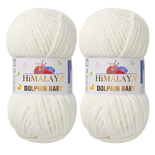 Himalaya Dolphin Baby Garn, samtweiches Chenille-Garn für Amigurumi-Plüsch-Spielzeug, Babydecken und gemütliche Häkel- und Strickprojekte (80308), 2er-Pack von Himalaya Dolphin Baby