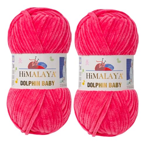 Himalaya Dolphin Baby Garn, samtweiches Chenille-Garn für Amigurumi-Plüsch-Spielzeug, Babydecken und gemütliche Häkel- und Strickprojekte (80324), 2er-Pack von Himalaya Dolphin Baby