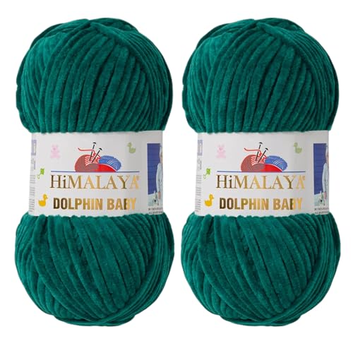 Himalaya Dolphin Baby Garn, samtweiches Chenille-Garn für Amigurumi-Plüsch-Spielzeug, Babydecken und gemütliche Häkel- und Strickprojekte (80331), 2er-Pack von Himalaya Dolphin Baby