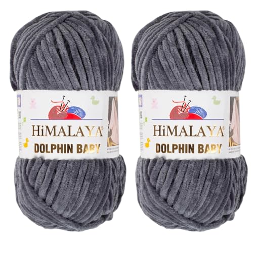 Himalaya Dolphin Baby Garn, samtweiches Chenille-Garn für Amigurumi-Plüsch-Spielzeug, Babydecken und gemütliche Häkel- und Strickprojekte (80367), 2er-Pack von Himalaya Dolphin Baby