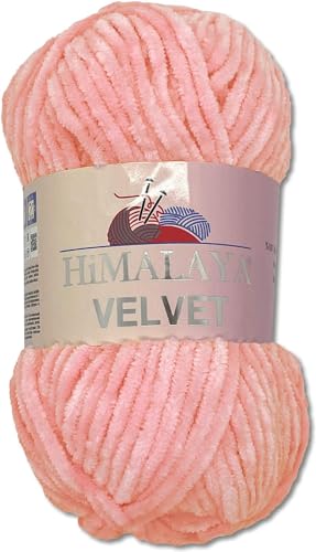 Himalaya 100 g Velvet Dolphin Wolle 40 Farben zur Auswahl Chenille Strickgarn Flauschgarn Glanz Accessoire Kleidung Decken (90019 Rosa) von Himalaya Velvet