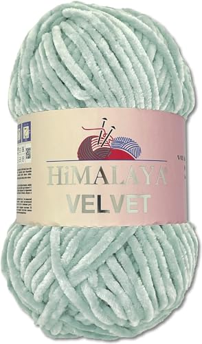 Himalaya 100 g Velvet Dolphin Wolle 40 Farben zur Auswahl Chenille Strickgarn Flauschgarn Glanz Accessoire Kleidung Decken (90025 Wolke) von Himalaya Velvet