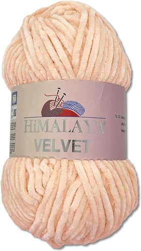Himalaya 100 g Velvet Dolphin Wolle 40 Farben zur Auswahl Chenille Strickgarn Flauschgarn Glanz Accessoire Kleidung Decken (90053 Hellrosa) von Himalaya Velvet