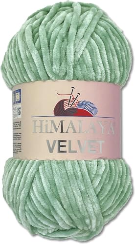 Himalaya Velvet Dolphin Wolle 100 g 40 Farben zur Auswahl Chenille Strickgarn Flauschgarn Glanz Accessoire Kleidung Decken (90047 Aquamarin) von Himalaya Velvet
