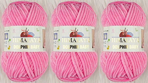 Himalaya Delphin Babygarn, Strickgarn, 3 Knäuel, 3 x 100 g, super sperrig, Babydecken-Garn (80309) von Himalaya Yarn