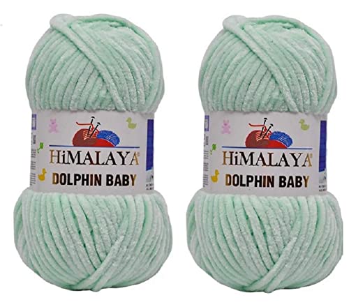 Himalaya Delphin Babygarn, 100 % Mikropolyester, 2 Stück, 264 Meter, 2 x 100 g, super sperrig: 6 Baby-Chenille-Garn (80307) von DOGNNAK