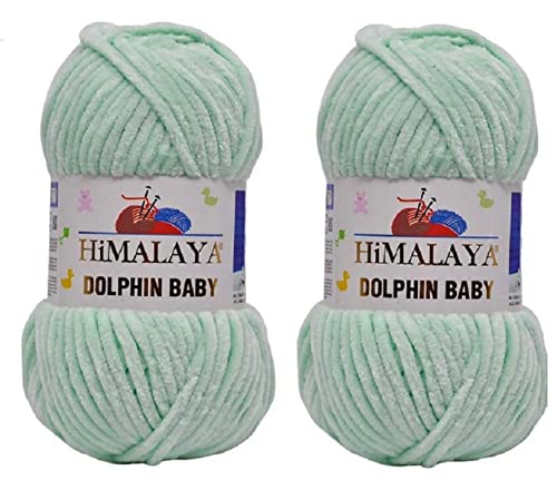 Himalaya Delphin Babygarn, 100 % Mikropolyester, 2 Stück, 264 Meter, 2 x 100 g, super sperrig: 6 Baby-Chenille-Garn (80307) von Himalaya Yarns