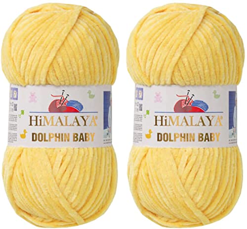 Himalaya Delphin Babygarn, 100 % Mikropolyester, 2 Stück, 264 Meter, 2 x 100 g, super sperrig: 6 Baby-Chenille-Garn (80313) von Himalaya Yarns