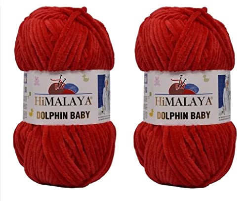 Himalaya Delphin Babygarn, 100 % Mikropolyester, 2 Stück, 264 Meter, 2 x 100 g, super sperrig: 6 Baby-Chenille-Garn (80318) von Himalaya Yarns