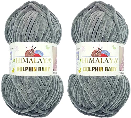 Himalaya Delphin Babygarn, 100 % Mikropolyester, 2 Stück, 264 Meter, 2 x 100 g, super sperrig: 6 Baby-Chenille-Garn (80320) von Himalaya Yarns