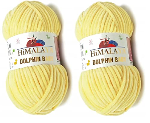 Himalaya Delphin Babygarn, 100 % Mikropolyester, 2 Stück, 264 Meter, 2 x 100 g, super sperrig: 6 Baby-Chenille-Garn (80302) von Himalaya Yarns