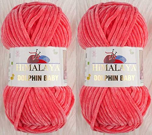 Himalaya Delphin Babygarn, 100 % Mikropolyester, 2 Stück, 264 Meter, 2 x 100 g, super sperrig: 6 Baby-Chenille-Garn (80332) von Himalaya Yarns