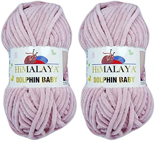 Himalaya Delphin Babygarn, 100 % Mikropolyester, 2 Stück, 264 Meter, 2 x 100 g, super sperrig: 6 Baby-Chenille-Garn (80349) von Himalaya Yarns
