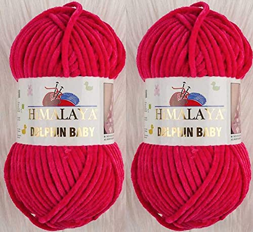 Himalaya Delphin Babygarn, 100 % Mikropolyester, 2 Stück, 264 Meter, 2 x 100 g, super sperrig: 6 Baby-Chenille-Garn (80314) von Himalaya Yarns