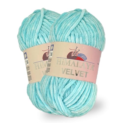 Himalaya Velvet, 2 Stränge/Knäuel, 100% Polyester, zum Stricken, Häkeln, Chenille-Strickgarn, flauschiges Garn, Kleidung, Babydecken, jeder Strang/Knäuel 100 g, 120 m, (90006) von Himalaya velvet