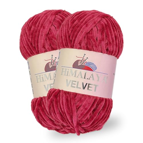 Himalaya Velvet, 2 Stränge/Knäuel, 100% Polyester, zum Stricken, Häkeln, Chenille-Strickgarn, flauschiges Garn, Kleidung, Babydecken, jeder Strang/Knäuel 100 g, 120 m, (90010) von Himalaya velvet