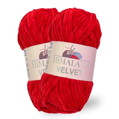 Himalaya Velvet, 2 Stränge/Knäuel, 100% Polyester, zum Stricken, Häkeln, Chenille-Strickgarn, flauschiges Garn, Kleidung, Babydecken, jeder Strang/Knäuel 100 g, 120 m, (90018) von Himalaya velvet