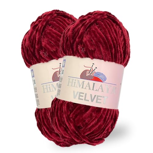 Himalaya Velvet, 2 Stränge/Knäuel, 100% Polyester, zum Stricken, Häkeln, Chenille-Strickgarn, flauschiges Garn, Kleidung, Babydecken, jeder Strang/Knäuel 100 g, 120 m, (90022) von Himalaya velvet