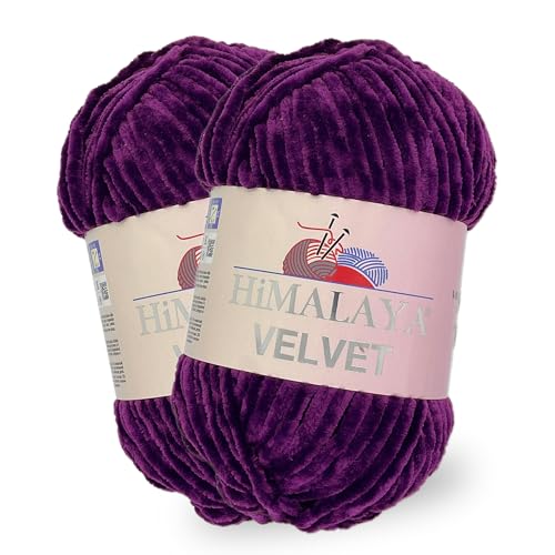 Himalaya Velvet, 2 Stränge/Knäuel, 100% Polyester, zum Stricken, Häkeln, Chenille-Strickgarn, flauschiges Garn, Kleidung, Babydecken, jeder Strang/Knäuel 100 g, 120 m, (90028) von Himalaya velvet