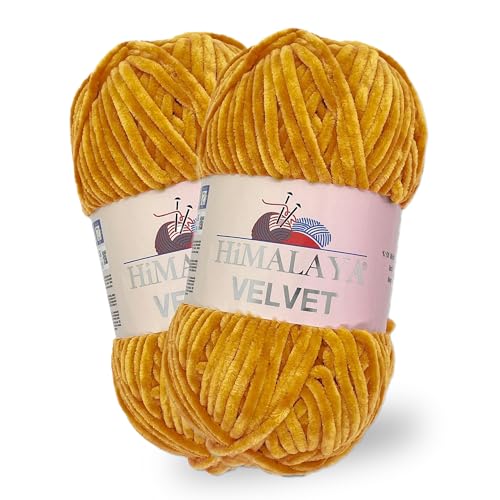 Himalaya Velvet, 2 Stränge/Knäuel, 100% Polyester, zum Stricken, Häkeln, Chenille-Strickgarn, flauschiges Garn, Kleidung, Babydecken, jeder Strang/Knäuel 100 g, 120 m, (90030) von Himalaya velvet