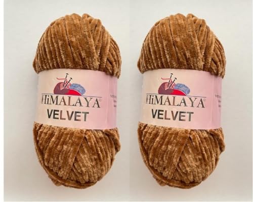 Himalaya Velvet, 2 Stränge/Knäuel, 100% Polyester, zum Stricken, Häkeln, Chenille-Strickgarn, flauschiges Garn, Kleidung, Babydecken, jeder Strang/Knäuel 100 g, 120 m, (90037) von Himalaya velvet