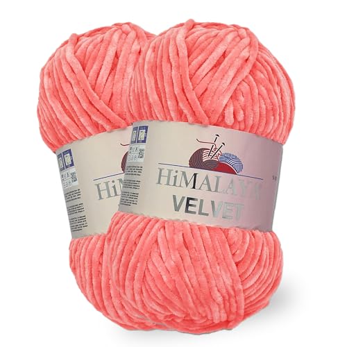 Himalaya Velvet, 2 Stränge/Knäuel, 100% Polyester, zum Stricken, Häkeln, Chenille-Strickgarn, flauschiges Garn, Kleidung, Babydecken, jeder Strang/Knäuel 100 g, 120 m, (90046) von Himalaya velvet