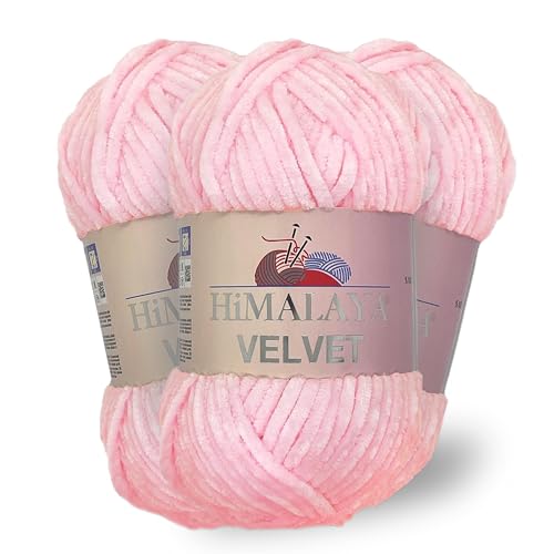 Himalaya Velvet, 3 Stränge/Knäuel, 100% Polyester, zum Stricken, Häkeln, Chenille-Strickgarn, flauschiges Garn, Kleidung, Babydecken, jeder Strang/Knäuel 100 g, 120 m, (90003) von Himalaya velvet
