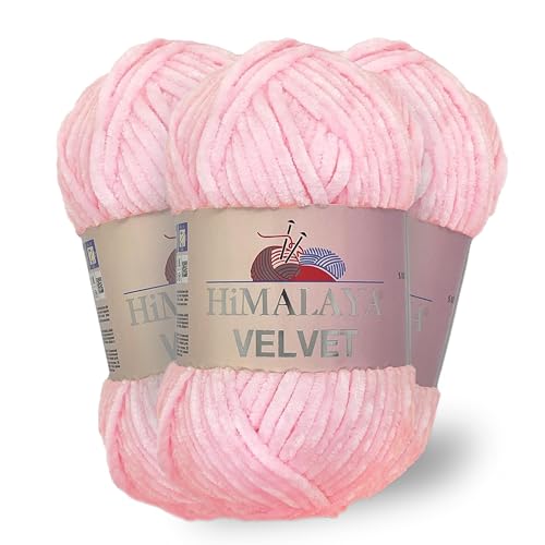 Himalaya Velvet, 3 Stränge/Knäuel, 100% Polyester, zum Stricken, Häkeln, Chenille-Strickgarn, flauschiges Garn, Kleidung, Babydecken, jeder Strang/Knäuel 100 g, 120 m, (90003) von Himalaya velvet