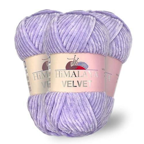 Himalaya Velvet, 3 Stränge/Knäuel, 100% Polyester, zum Stricken, Häkeln, Chenille-Strickgarn, flauschiges Garn, Kleidung, Babydecken, jeder Strang/Knäuel 100 g, 120 m, (90005) von Himalaya velvet