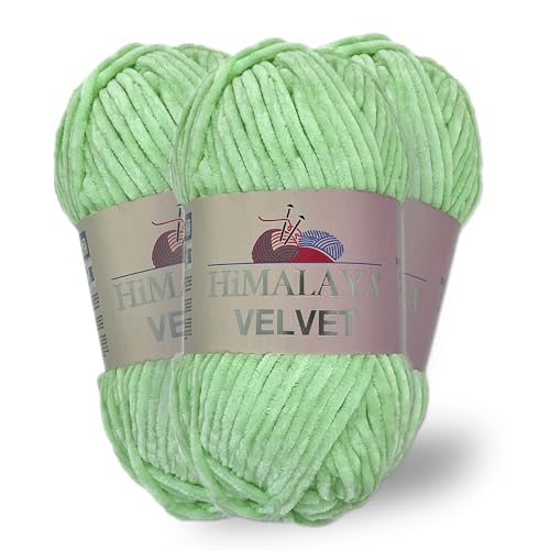 Himalaya Velvet, 3 Stränge/Knäuel, 100% Polyester, zum Stricken, Häkeln, Chenille-Strickgarn, flauschiges Garn, Kleidung, Babydecken, jeder Strang/Knäuel 100 g, 120 m, (90007) von Himalaya velvet