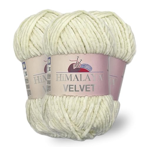 Himalaya Velvet, 3 Stränge/Knäuel, 100% Polyester, zum Stricken, Häkeln, Chenille-Strickgarn, flauschiges Garn, Kleidung, Babydecken, jeder Strang/Knäuel 100 g, 120 m, (90008) von Himalaya velvet