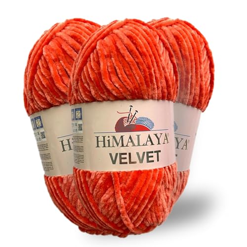 Himalaya Velvet, 3 Stränge/Knäuel, 100% Polyester, zum Stricken, Häkeln, Chenille-Strickgarn, flauschiges Garn, Kleidung, Babydecken, jeder Strang/Knäuel 100 g, 120 m, (90012) von Himalaya velvet