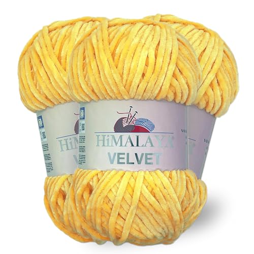 Himalaya Velvet, 3 Stränge/Knäuel, 100% Polyester, zum Stricken, Häkeln, Chenille-Strickgarn, flauschiges Garn, Kleidung, Babydecken, jeder Strang/Knäuel 100 g, 120 m, (90013) von Himalaya velvet