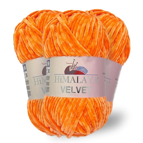 Himalaya Velvet, 3 Stränge/Knäuel, 100% Polyester, zum Stricken, Häkeln, Chenille-Strickgarn, flauschiges Garn, Kleidung, Babydecken, jeder Strang/Knäuel 100 g, 120 m, (90016) von Himalaya velvet