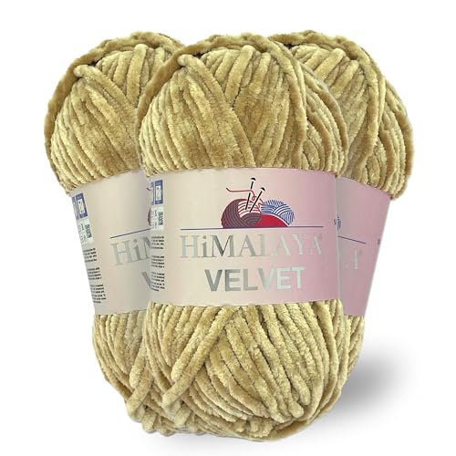 Himalaya Velvet, 3 Stränge/Knäuel, 100% Polyester, zum Stricken, Häkeln, Chenille-Strickgarn, flauschiges Garn, Kleidung, Babydecken, jeder Strang/Knäuel 100 g, 120 m, (90017) von Himalaya velvet