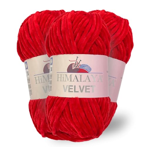 Himalaya Velvet, 3 Stränge/Knäuel, 100% Polyester, zum Stricken, Häkeln, Chenille-Strickgarn, flauschiges Garn, Kleidung, Babydecken, jeder Strang/Knäuel 100 g, 120 m, (90018) von Himalaya velvet