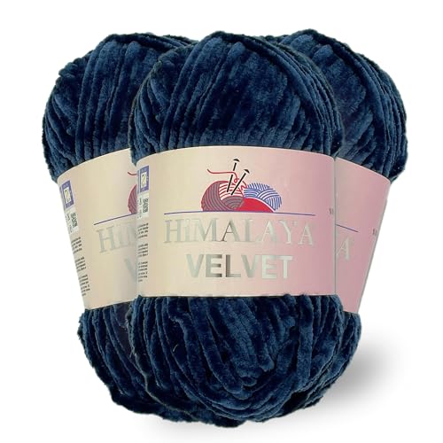 Himalaya Velvet, 3 Stränge/Knäuel, 100% Polyester, zum Stricken, Häkeln, Chenille-Strickgarn, flauschiges Garn, Kleidung, Babydecken, jeder Strang/Knäuel 100 g, 120 m, (90021) von Himalaya velvet